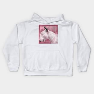 Artistic Painting of a Bull Terrier on Pink Background Kids Hoodie